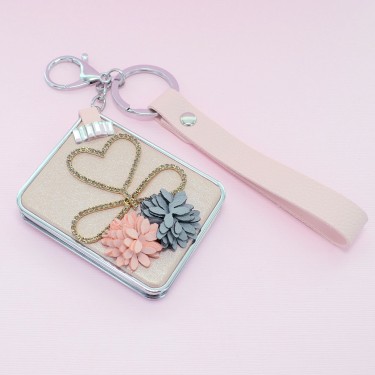 Crystal & Flowers Compact Mirror Bag Charms