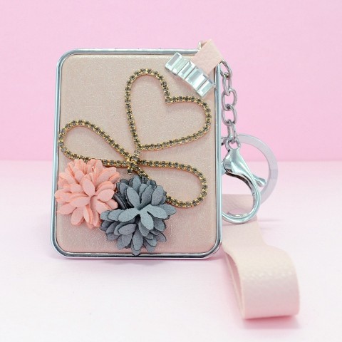 Crystal & Flowers Compact Mirror Bag Charms