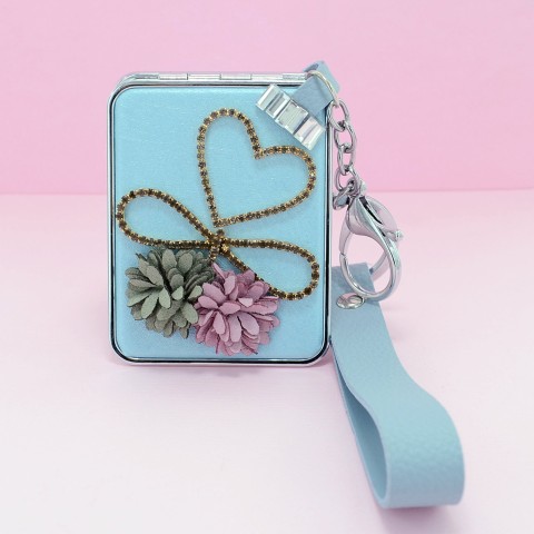 Crystal & Flowers Compact Mirror Bag Charms