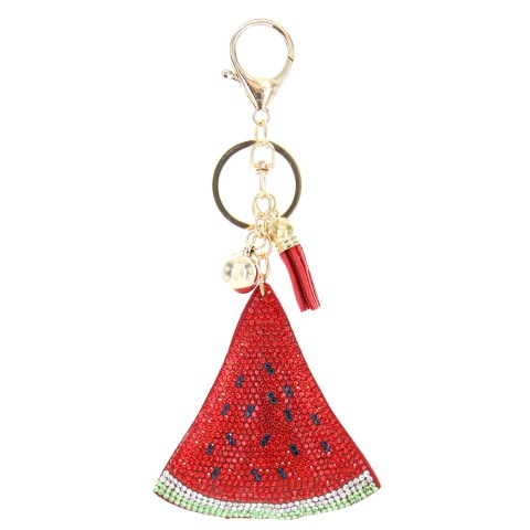 Glitter Crystal Watermelon Key Chain With Tassel