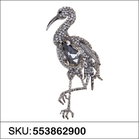 Heron Crystla Brooch