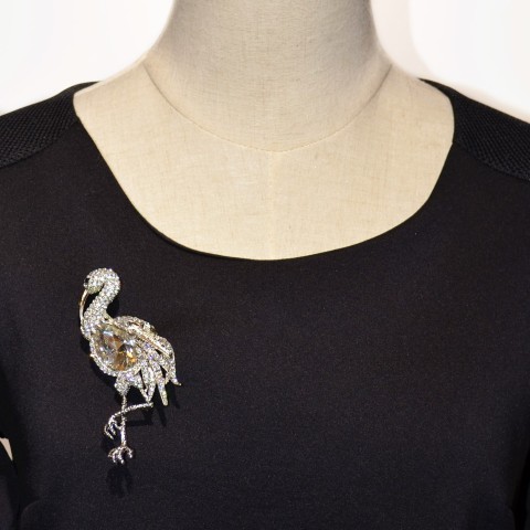 Heron Crystla Brooch