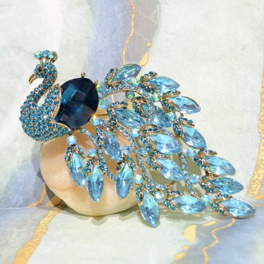 Peacock Crystal Brooch