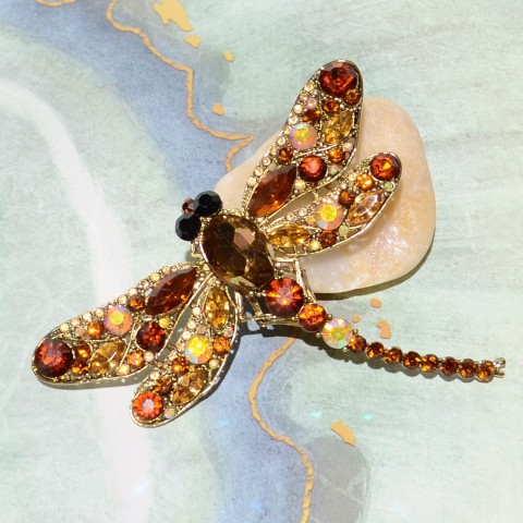 Dragonfly Crystal Brooch