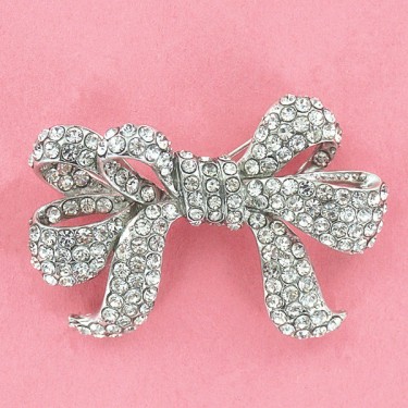 Sparkling Crystal Bow Brooches