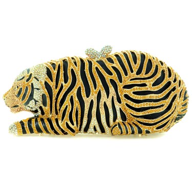 Crystal-Embellished Tiger Evening Clutch (Small)