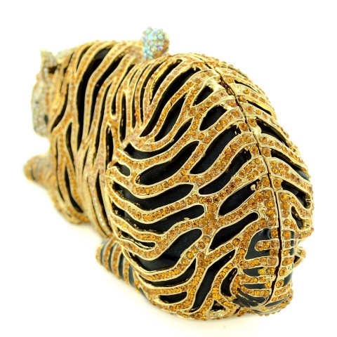 Crystal-Embellished Tiger Evening Clutch (Small)