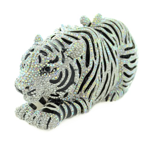 Crystal-Embellished Tiger Evening Clutch (Small)