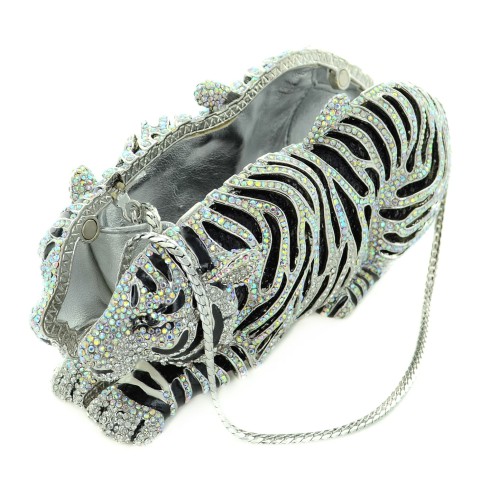 Crystal-Embellished Tiger Evening Clutch (Small)