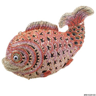 Crystal-Embellished Fish, Red