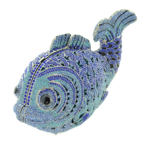 Crystal-Embellished Fish, Blue