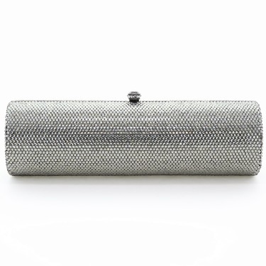 Crystal-Embellished Cylinder Evening Clutch