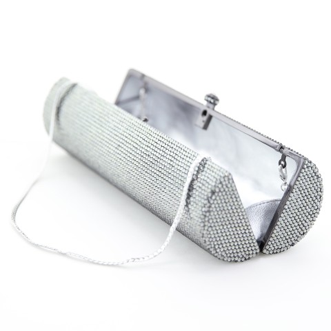 Crystal-Embellished Cylinder Evening Clutch