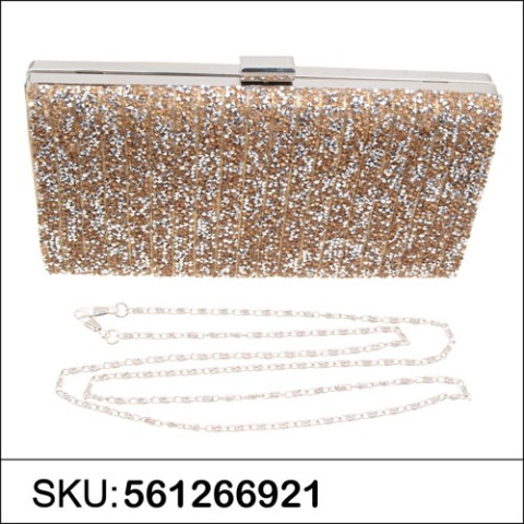 Shimmering Metallic Crystal Clutch