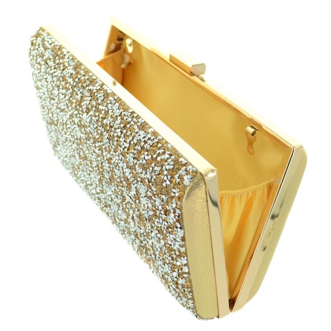 Shimmering Metallic Crystal Clutch