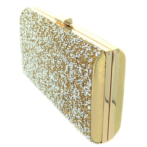 Shimmering Metallic Crystal Clutch