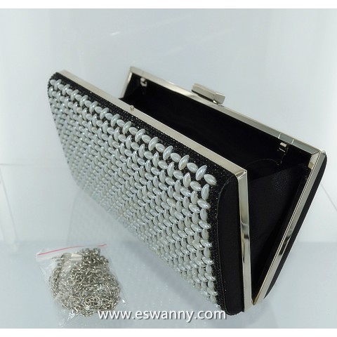 Crystal & Faux Pearl Clutch