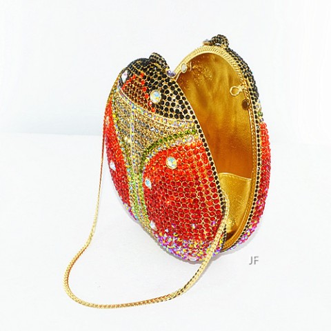 Glamorous Ladybug Crystal Clutch Bag