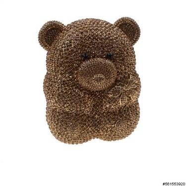 Crystal-Embellished Teddy Bear Evening Clutch