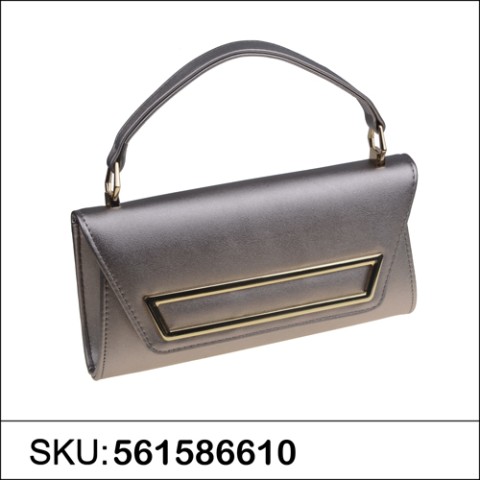 Elegant Feminine Top Handle Faux Leather Clutch