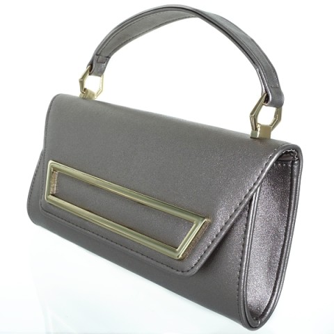 Elegant Feminine Top Handle Faux Leather Clutch