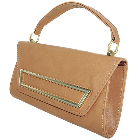 Elegant Feminine Top Handle Faux Leather Clutch