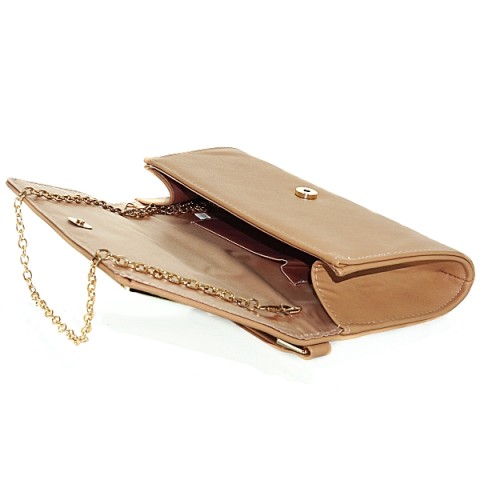 Elegant Feminine Top Handle Faux Leather Clutch