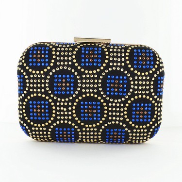 Studded Silk Like Stain Clutch