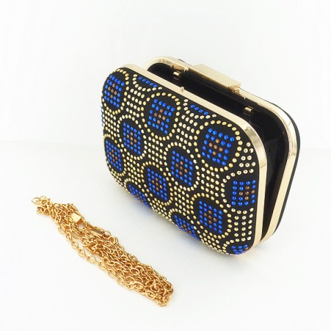 Studded Silk Like Stain Clutch