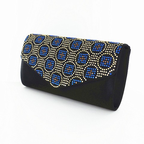 Studded Silk Like Stain Clutch