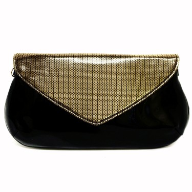 Metallic Faux Patent Leather Clutch