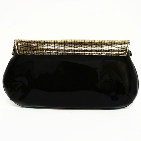 Metallic Faux Patent Leather Clutch