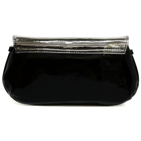 Metallic Faux Patent Leather Clutch