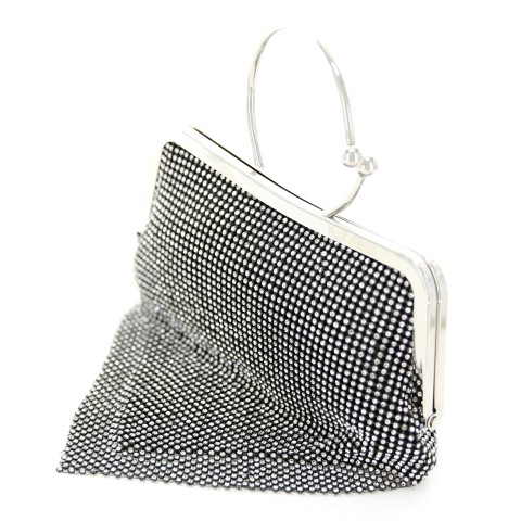 Ring Handle Rhinestone Clutch