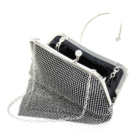 Ring Handle Rhinestone Clutch