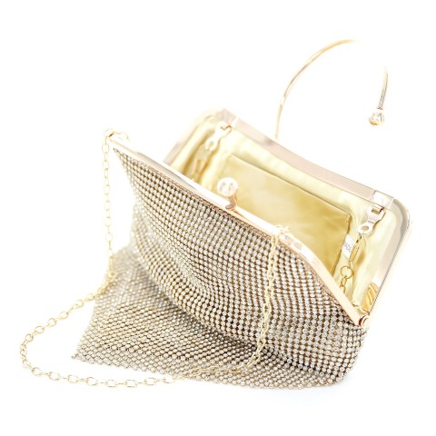 Ring Handle Rhinestone Clutch