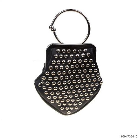 Diamond Shape All Over Studded Clutch