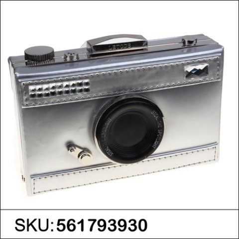 Camera Faux Patent Leathe, Silver