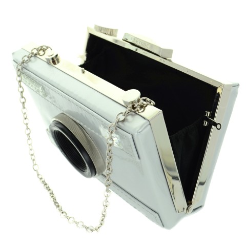 Camera Faux Patent Leathe, Silver