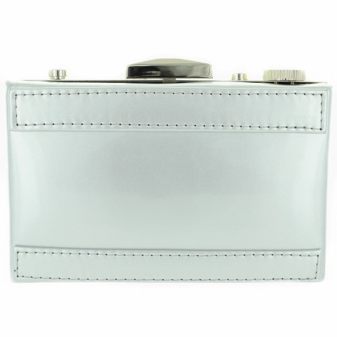 Camera Faux Patent Leathe, Silver