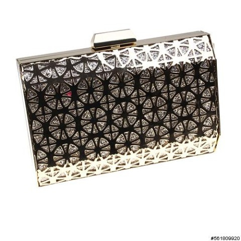 Cut Out Frame Glittering Sleek Clutch