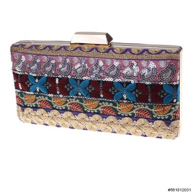 Sequins-Embroidered Clutch