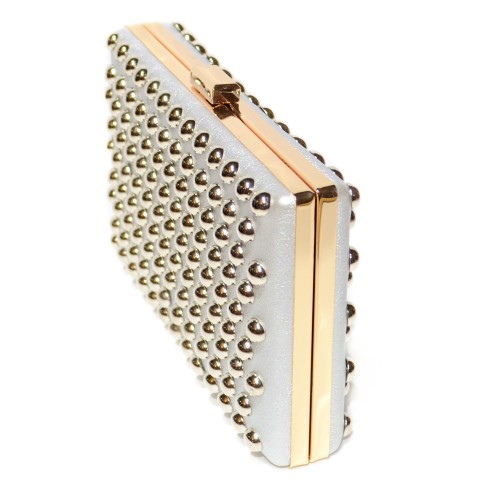 Studded Faux Leather Clutch