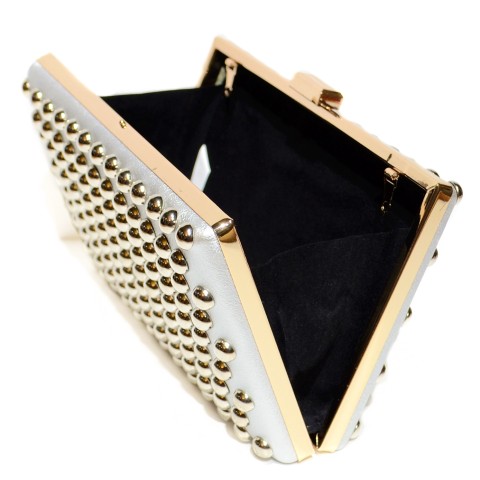 Studded Faux Leather Clutch