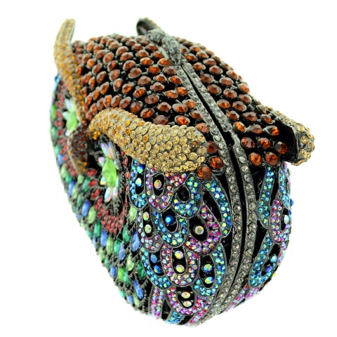 Crystal-Embellished Owl Evening Clutch