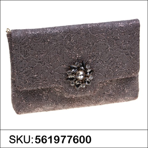 Crystal Buckle Glitter Lace Clutch