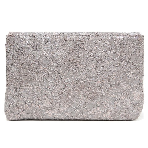 Crystal Buckle Glitter Lace Clutch