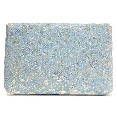 Crystal Buckle Glitter Lace Clutch