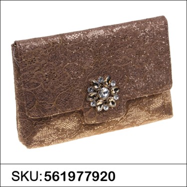 Crystal Buckle Glitter Lace Clutch