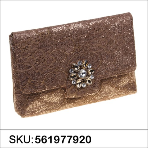 Crystal Buckle Glitter Lace Clutch